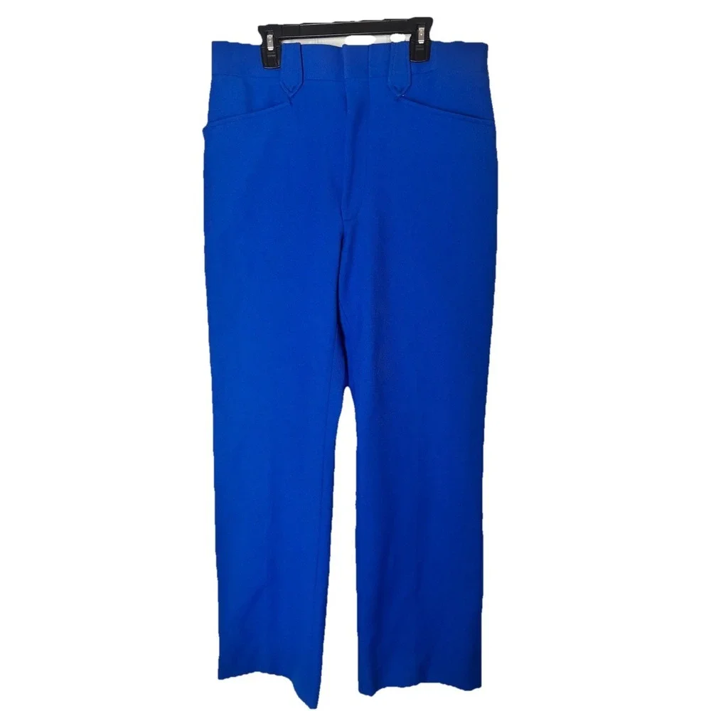 Vtg 70's MESQUITE NIVER Western Pants Mens 31x29 Blue‎ Pearl Snap Flare Cowboy